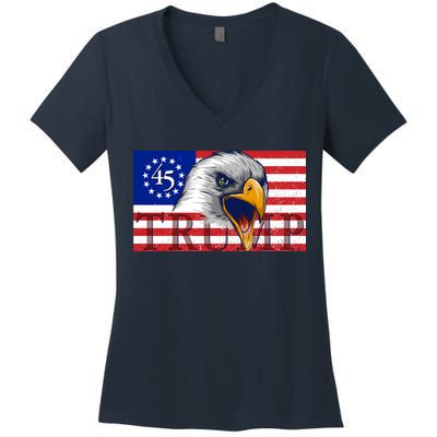 Donald Trump Eagle Betsy Ross Flag Women's V-Neck T-Shirt