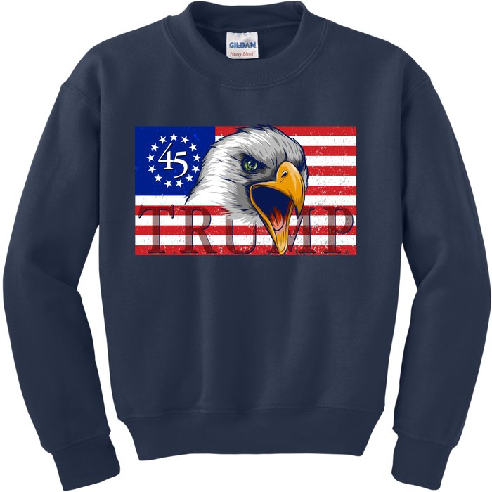 Donald Trump Eagle Betsy Ross Flag Kids Sweatshirt