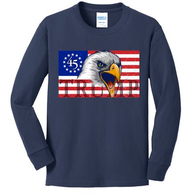 Donald Trump Eagle Betsy Ross Flag Kids Long Sleeve Shirt