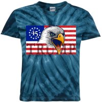 Donald Trump Eagle Betsy Ross Flag Kids Tie-Dye T-Shirt