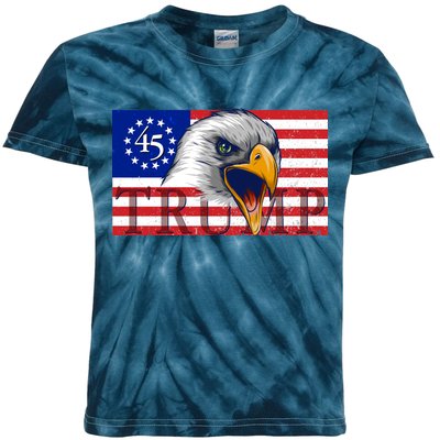 Donald Trump Eagle Betsy Ross Flag Kids Tie-Dye T-Shirt