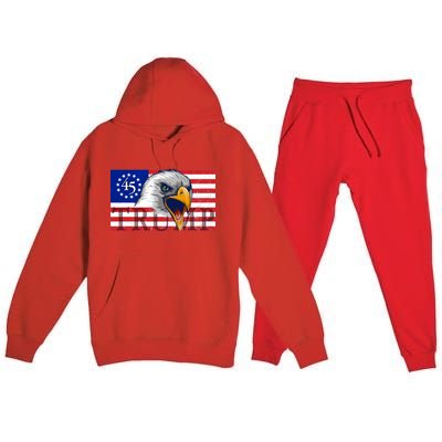 Donald Trump Eagle Betsy Ross Flag Premium Hooded Sweatsuit Set