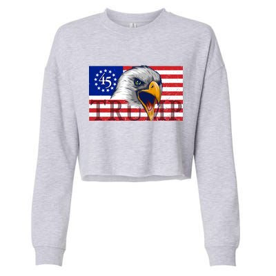 Donald Trump Eagle Betsy Ross Flag Cropped Pullover Crew