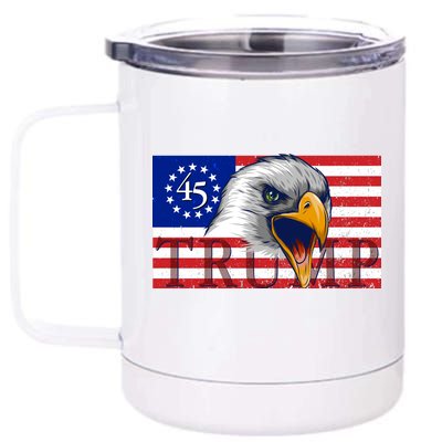 Donald Trump Eagle Betsy Ross Flag 12 oz Stainless Steel Tumbler Cup