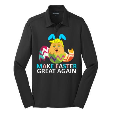 Donald Trump Egg Make Easter Great Again Silk Touch Performance Long Sleeve Polo