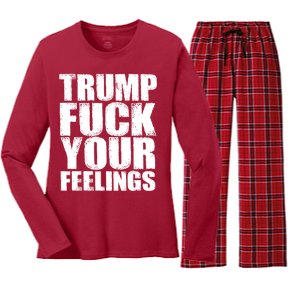 Donald Trump Fuck Your Feelings President Women's Long Sleeve Flannel Pajama Set 