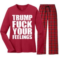 Donald Trump Fuck Your Feelings President Women's Long Sleeve Flannel Pajama Set 