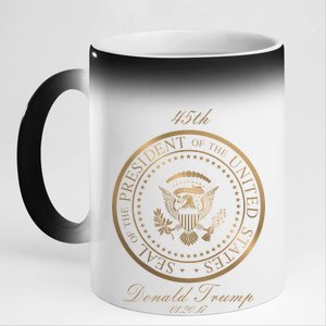 Donald Trump Gold Seal - 45th President 11oz Black Color Changing Mug