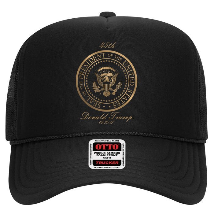 Donald Trump Gold Seal - 45th President High Crown Mesh Back Trucker Hat