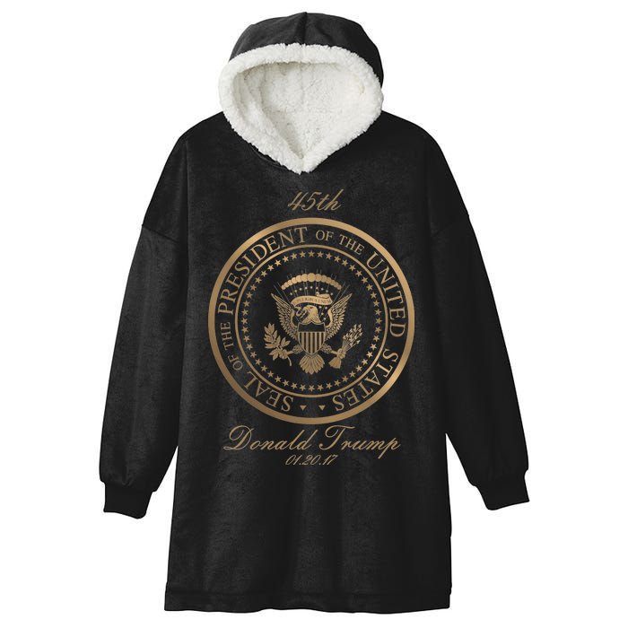 Donald Trump Gold Seal - 45th President Hooded Wearable Blanket