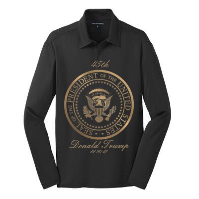 Donald Trump Gold Seal - 45th President Silk Touch Performance Long Sleeve Polo