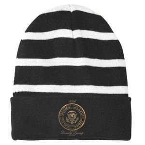 Donald Trump Gold Seal - 45th President Striped Beanie with Solid Band