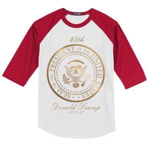 Donald Trump Gold Seal - 45th President Kids Colorblock Raglan Jersey