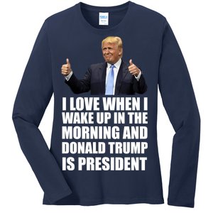 Donald Trump Is My President Ladies Long Sleeve Shirt