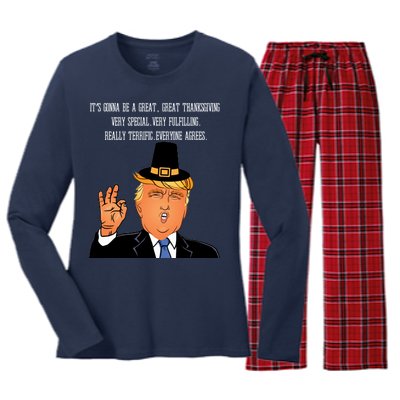 Donald Trump It's Gonna Be A Great Thanksgiving Women's Long Sleeve Flannel Pajama Set 