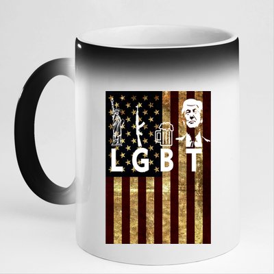 Donald Trump LGBT Liberity Guns Beer Trump USA Flag 11oz Black Color Changing Mug