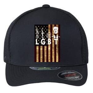 Donald Trump LGBT Liberity Guns Beer Trump USA Flag Flexfit Unipanel Trucker Cap