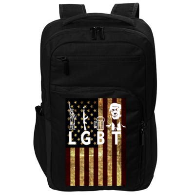 Donald Trump LGBT Liberity Guns Beer Trump USA Flag Impact Tech Backpack