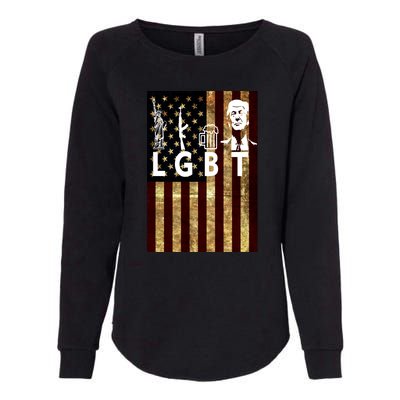 Donald Trump LGBT Liberity Guns Beer Trump USA Flag Womens California Wash Sweatshirt