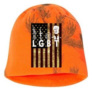 Donald Trump LGBT Liberity Guns Beer Trump USA Flag Kati - Camo Knit Beanie