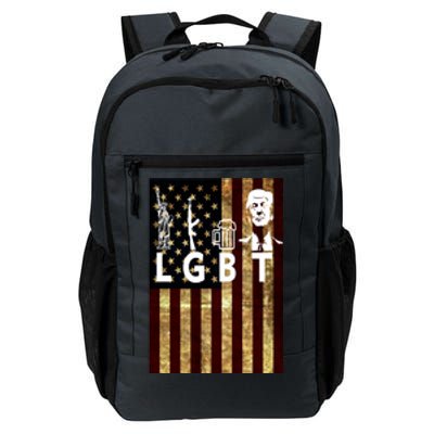 Donald Trump LGBT Liberity Guns Beer Trump USA Flag Daily Commute Backpack