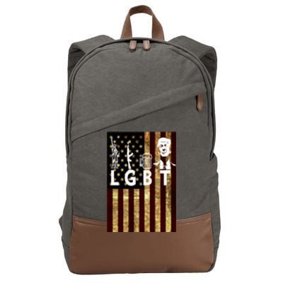 Donald Trump LGBT Liberity Guns Beer Trump USA Flag Cotton Canvas Backpack