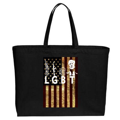 Donald Trump LGBT Liberity Guns Beer Trump USA Flag Cotton Canvas Jumbo Tote