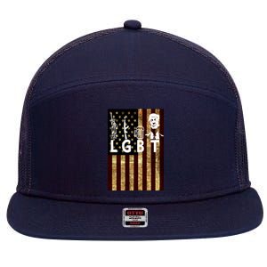 Donald Trump LGBT Liberity Guns Beer Trump USA Flag 7 Panel Mesh Trucker Snapback Hat