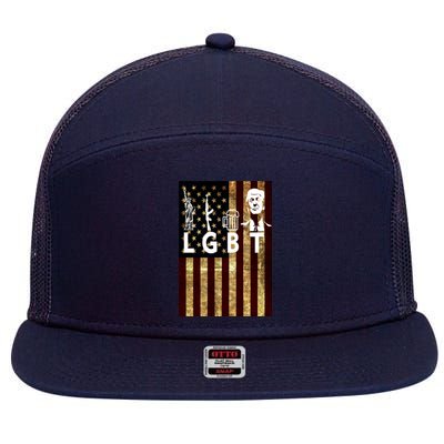 Donald Trump LGBT Liberity Guns Beer Trump USA Flag 7 Panel Mesh Trucker Snapback Hat