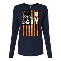 Donald Trump LGBT Liberity Guns Beer Trump USA Flag Womens Cotton Relaxed Long Sleeve T-Shirt