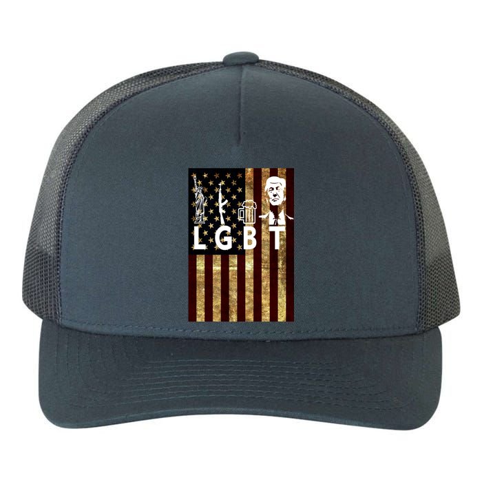 Donald Trump LGBT Liberity Guns Beer Trump USA Flag Yupoong Adult 5-Panel Trucker Hat