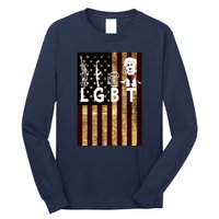 Donald Trump LGBT Liberity Guns Beer Trump USA Flag Long Sleeve Shirt