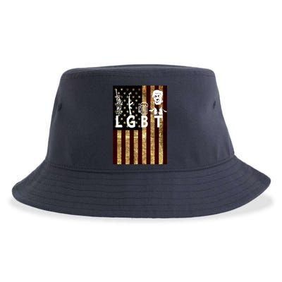 Donald Trump LGBT Liberity Guns Beer Trump USA Flag Sustainable Bucket Hat