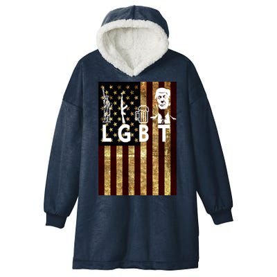 Donald Trump LGBT Liberity Guns Beer Trump USA Flag Hooded Wearable Blanket