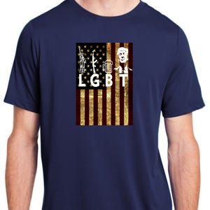 Donald Trump LGBT Liberity Guns Beer Trump USA Flag Adult ChromaSoft Performance T-Shirt