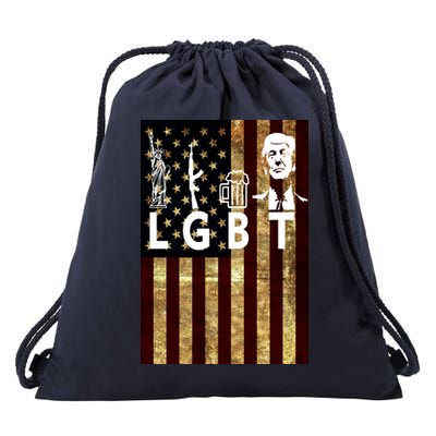 Donald Trump LGBT Liberity Guns Beer Trump USA Flag Drawstring Bag