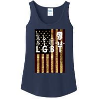 Donald Trump LGBT Liberity Guns Beer Trump USA Flag Ladies Essential Tank