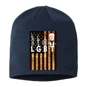 Donald Trump LGBT Liberity Guns Beer Trump USA Flag Sustainable Beanie