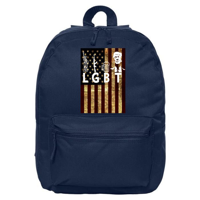 Donald Trump LGBT Liberity Guns Beer Trump USA Flag 16 in Basic Backpack