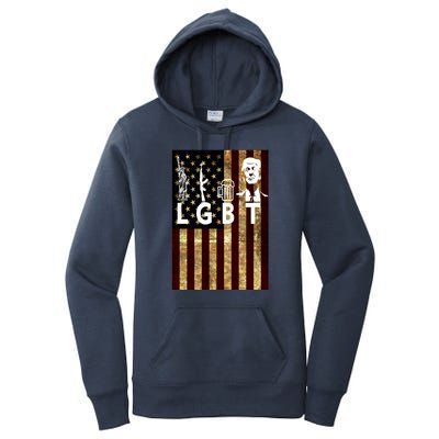 Donald Trump LGBT Liberity Guns Beer Trump USA Flag Women's Pullover Hoodie