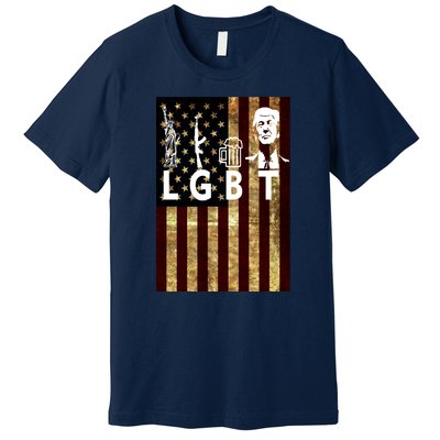 Donald Trump LGBT Liberity Guns Beer Trump USA Flag Premium T-Shirt