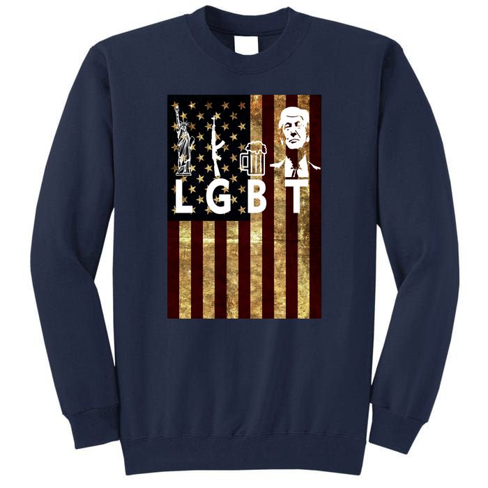 Donald Trump LGBT Liberity Guns Beer Trump USA Flag Tall Sweatshirt