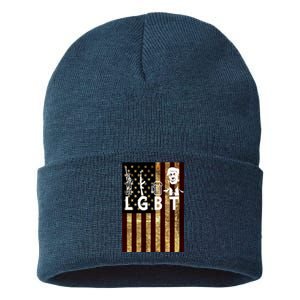 Donald Trump LGBT Liberity Guns Beer Trump USA Flag Sustainable Knit Beanie