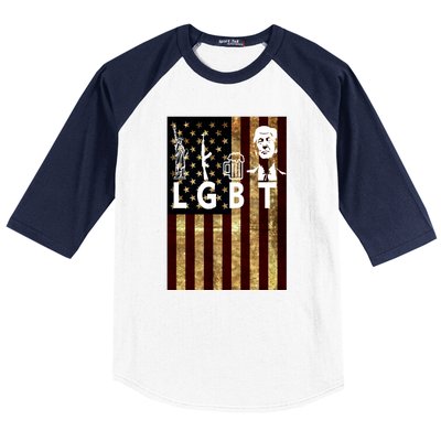 Donald Trump LGBT Liberity Guns Beer Trump USA Flag Baseball Sleeve Shirt