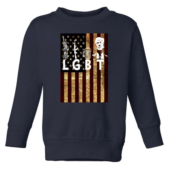 Donald Trump LGBT Liberity Guns Beer Trump USA Flag Toddler Sweatshirt