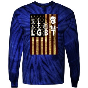 Donald Trump LGBT Liberity Guns Beer Trump USA Flag Tie-Dye Long Sleeve Shirt