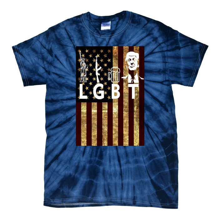 Donald Trump LGBT Liberity Guns Beer Trump USA Flag Tie-Dye T-Shirt