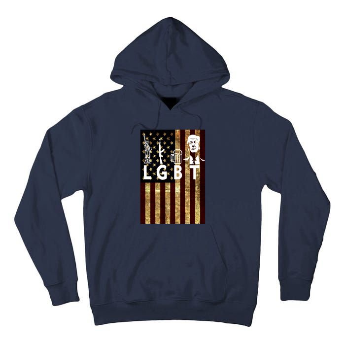 Donald Trump LGBT Liberity Guns Beer Trump USA Flag Tall Hoodie