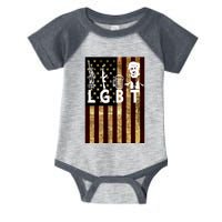 Donald Trump LGBT Liberity Guns Beer Trump USA Flag Infant Baby Jersey Bodysuit