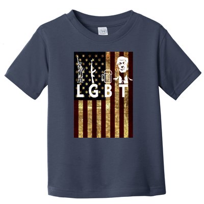 Donald Trump LGBT Liberity Guns Beer Trump USA Flag Toddler T-Shirt